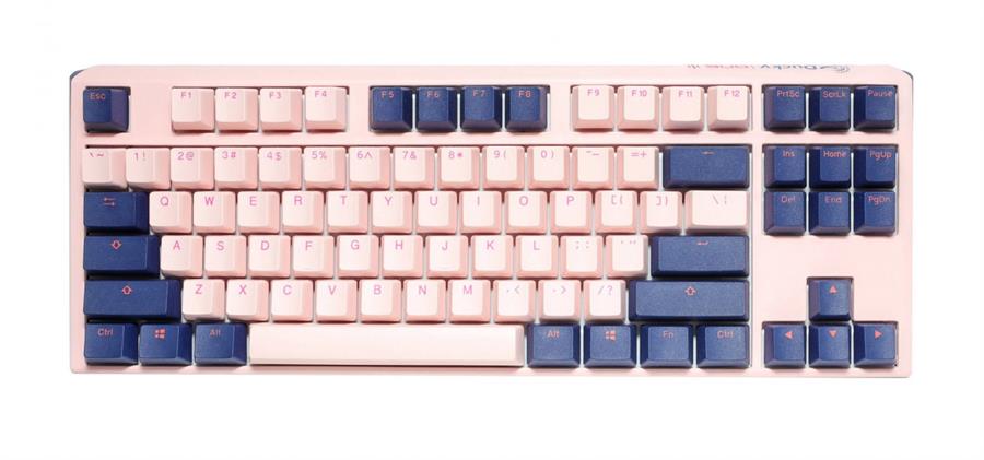 Teclado Mecanico Ducky One 3 Tkl Fuji Teclas De Color Rosa Y Azul Marino  Blue Interruptor Ingles Pbt Doble Disparo Sin Costuras Estuche Superior Rosa